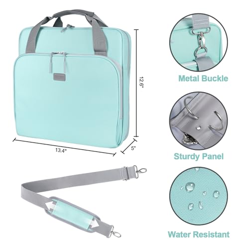 4 Inch 3 Ring Zipper Binder D-Ring, Multi-Pocket School & Office Binder Organizer, 800 Sheet Capacity, Compatible with 13-Inch MacBook (Patent Design Light Blue) - color: Light Blue, size: 4Inch-D-ring