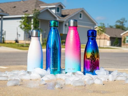 CHILLOUT LIFE 12oz Kids Insulated Stainless Steel Water Bottle, Leak Proof | Small Metal Water Bottle, Keeps Drinks Cold 24H & Hot 12H, Leak-Proof Screw Lid, Perfect for School, Travel & Sports - color: UV Rainbow