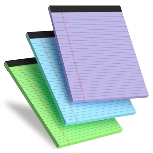 Colored Legal Pads, 3 Pack Writing Pads 8.5 x 11, Note Pads 8.5 x 11 College Ruled, Easy Tear-Off, Note Pads Lined Paper Pads 8-1/2 x 11 Notebook Paper for Office Supplies, 30 Sheets/Pad - size: 8.5 x 11 Inch, style: 3 Pack-Colored