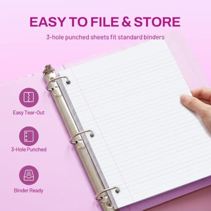 SUNEE 5 Subject Notebook College Ruled - 400 Pages, 9"x11", 5 Pocket Colored Dividers, 3-Hole Punched Paper, Purple - color: Purple, style: College Ruled