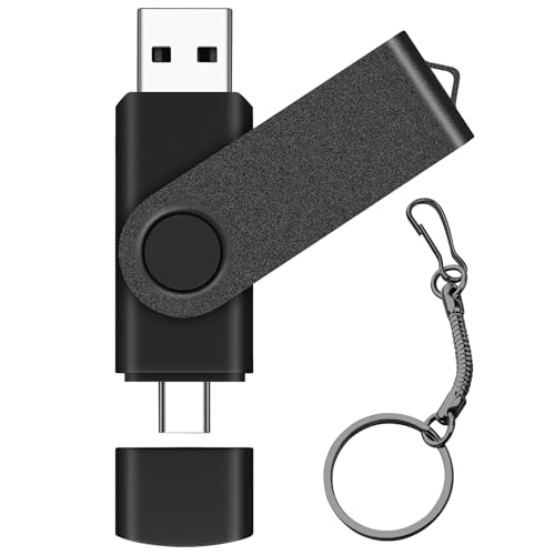 8GB 1Pack USB-C 2-in-1 Flash Drive EASTBULL OTG USB 2.0 Type-C Drive Black | FAT32 USBC Flash Drives with Lanyard 1Pack 8GB Bluk Thumb Drive Black - color: 1P-Black-8GB