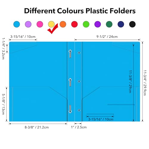 Briartw 6-Pack Yellow Plastic Folders with Prongs, Sunny & Bright for School, Happy Organizing, Note-Taking, Study Materials, and Boosting Productivity - color: Yellow
