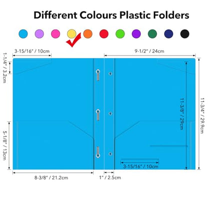 Briartw 6-Pack Yellow Plastic Folders with Prongs, Sunny & Bright for School, Happy Organizing, Note-Taking, Study Materials, and Boosting Productivity - color: Yellow