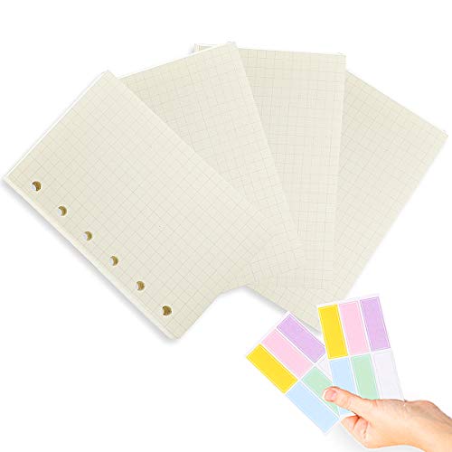A7 Planner Refill,4 Pcs per Set, 360pages, Grid Mattrix Paper, with Label Stickers Gift,Mini Binder Refills,6 hole/100gsm Thick Paper/4.84 x 3.23'', Harphia - color: Grid Matrix