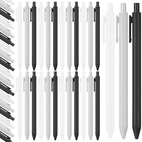 Fulmoon 50 Pcs Ballpoint Pens Bulk Retractable Comfortable Writing Pens Cute Christmas Supplies in Medium Point 1.0 mm for Teacher Office Home Baby Shower (Black White Gray,Black Ink) - color: Black White Gray, size: 1 Count (Pack of 50)