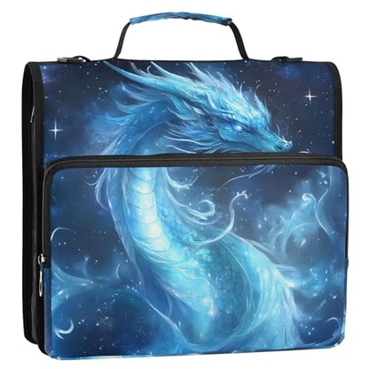3 Ring Zipper Binder with Shoulder Strap Dragon Galaxy Blue 2 Inch Zippered Binder Bag 500 Sheet Capacity Multi Pockets for School Supplies - color: Multi37