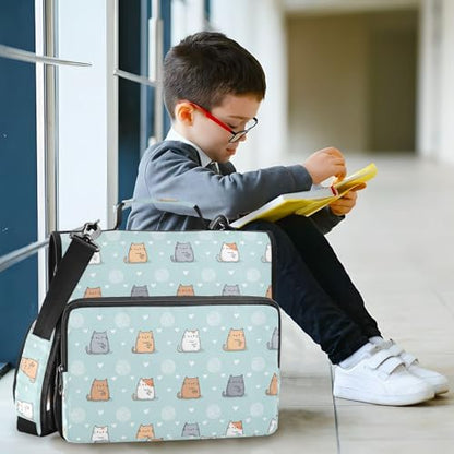 3 Ring Zipper Binder Cute Kawaii Cats Kittens 500 Sheets Capacity Binder Organizer Bag with Shoulder Strap and Handle for School Office College Students - color: Kawaii Cats