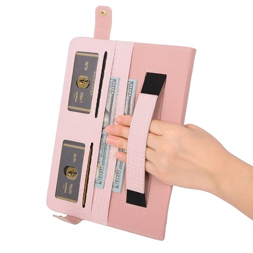 Handbag Case for iPad Mini 7 2024/Mini 6th Generation Case, Techcircle Elegant Crossbody PU Leather Folio Envelope Pocket Stand Cover with Hand Strap+Shoulder Strap+Pencil Holder+Card Slots, Baby Pink - color: 02 Baby Pink, size: iPad Mini 7/6 8.3"
