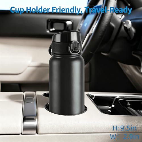 GOPPUS Insulated Water Bottle 20oz Stainless Steel BPA-Free Sports Bottle Ideal for School and Travel Silicone Spout Lid Prevents Leaks, Sweat, and Dust (Black) - color: Black