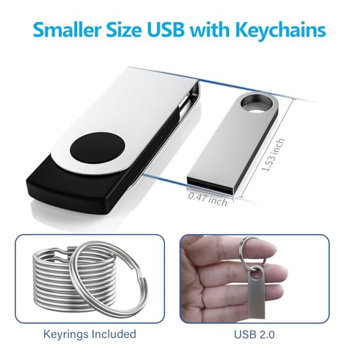 ABLAZE 8GB Flash Drive 2 Pack, Metal USB 2.0 Thumb Drives with Keychains USB Stick Pendrive (Sliver) - color: 2 Pack, size: 8GB