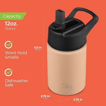 SIPX™ 12 oz Insulated Water Bottle with Straw Lid – Leakproof Stainless Steel, BPA-Free, Easy to Carry – Perfect for School, Camp, Sports & Travel – Brown - color: Brown