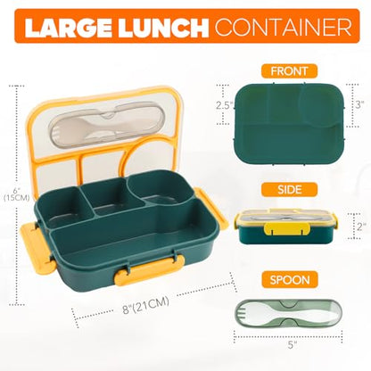 EASYFUN Bento Box Adult, Lunch Box, 4-Compartment Lunch Containers, Drop-Proof, Dishwasher Safe & Made with BPA-Free Materials (Dark blue) - color: Dark Blue