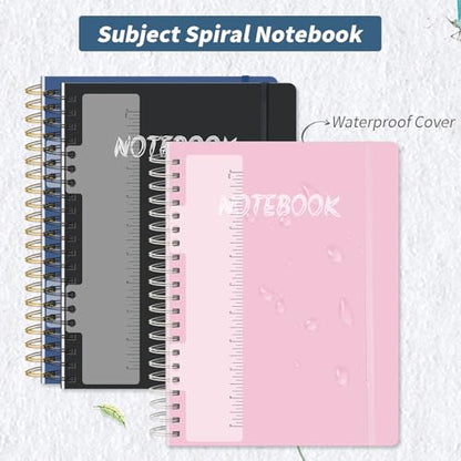5 Subject Notebook College Ruled, 300 Pages A4 Hardcover Spiral Notebook with Removable Dividers Tabs, 8.5" x 11" Large 100GSM Lined Journal Notebooks for Work School - color: blue