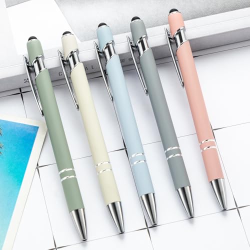 PASISIBICK 8 Pieces Ballpoint Pens, 2-in-1 Stylus Tip Retractable Ballpoint Pen, Metal Stylus Pen for Touch Screens, 1.0 mm Black Ink - color: 8 Pieces Ballpoint Pens-3