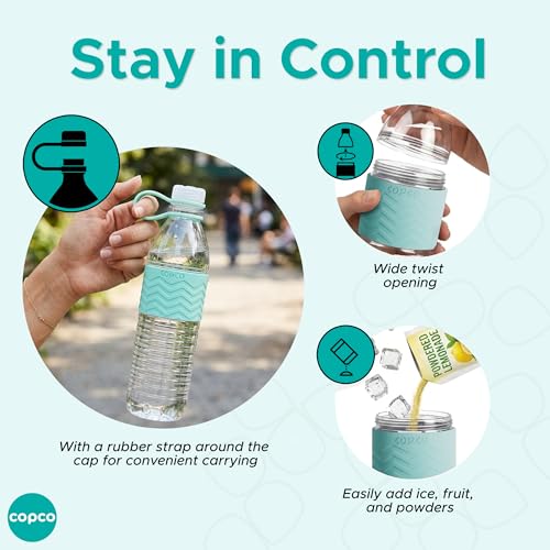 Copco Hydra 20 oz Tritan Water Bottle with Leak-Proof Lid & Textured Grip - BPA-Free, Dishwasher Safe, Easy Twist-Open for Ice & Fruit - Fits Cup Holders, Lightweight, Durable(Robins Egg Blue) | BPA-Free Tritan Reusable Bottle with Leak-Proof Lid, Twist O