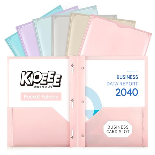 Folders with Clear Front Pockets and 3 Prongs,Heavy Duty Plastic Pocket Folders with Business Card Slot,Fit Letter Size Paper,Assorted Color for Home,School and Office (6 Pack) - size: 6 Pack