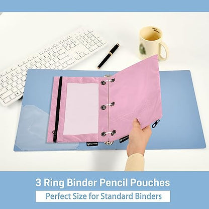 MCHIVER Pink Pencil Pouch for 3 Ring Binder Pencil Pouches with Zippers Clear Window Binder Pockets Pencil Bags for Work Daily Office 2 Packs - color: Pink