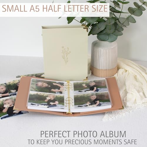 Aesthetic 6 Ring A5 Binder Set of 2 - The Perfect Small 0.75 Inch Planner Binder for Journaling or Collections - Refillable Notebook Holder with Pocket - color: Beige-pink
