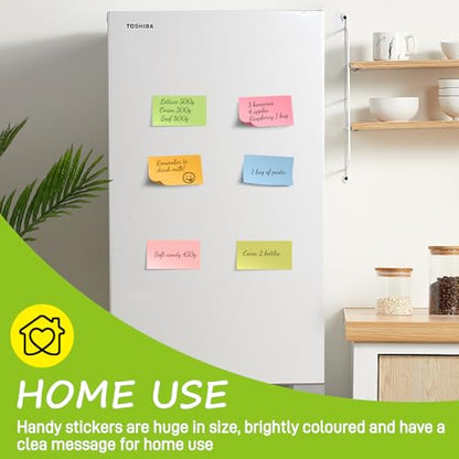 480 Sheets 3 in x 5 in Large Sticky Notes, 76 x 127 mm 6 Pads Assorted Self-Stick Pads for Notebook,Office,School and Home,80 Sheets/Pad (6 Pads Brillant) - style: 6 Pads Brillant