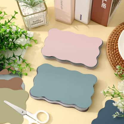 Whaline 150Pcs Boho Index Cards 3 x 5 Inch Neutral Color Flash Notecard Scalloped Blank Index Card for Note-Taking Studying Organizing School Office Supplies - color: Boho