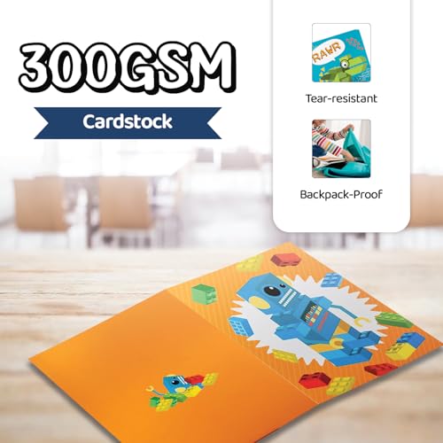8 Kids Pocket Folders - Homework Folders in Futuristic Robots, Spaceships and Blocks Themes - Kids Folders with Pockets -8 Unique Designs in Front and Back Cover- 2 x 9.25 inch (8 Pack) - style: Futuristic Robots