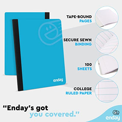 Enday Composition Notebooks College Ruled Paper, Hard Cover Composition Notebook, Premium Lined Composition Books, 100 Sheets Ruled Notebook, Blue and Purple (2 Pack) - color: BLUE - PURPLE