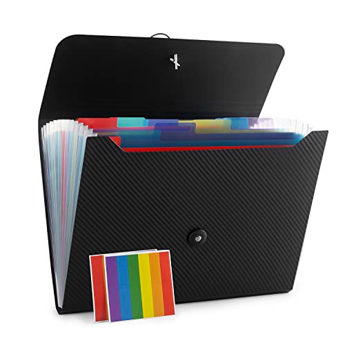 Expanding File Folder File Organizer with 13 Pockets Great Capacity Durable for Work, School, Home, Office, Black - color: 1pcs-black
