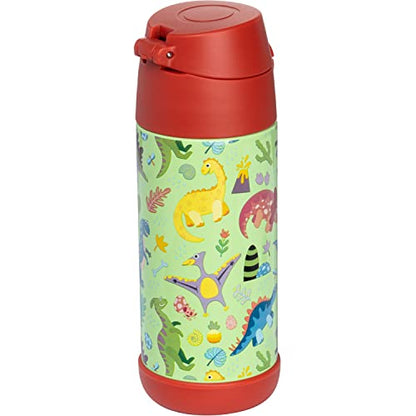 Snug Insulated Kids Water Bottle with Straw & Spout – Double-Wall Stainless Steel, Leakproof, Easy-Flip Lid – For School, Travel, Toddlers & Big Kids - Dinosaurs, 12oz - color: Dinosaurs, size: 11.8 Ounces