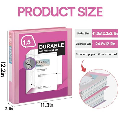 Zzrywuty Durable 3 Ring Binder,1.5 Inch,Economy 4 Pack,Each Holds 300 Pages,D-Ring Presentation View Binders for Office,School,Home (Pastel Assortment) - size: 1.5 Inch, style: Pastel Assortment