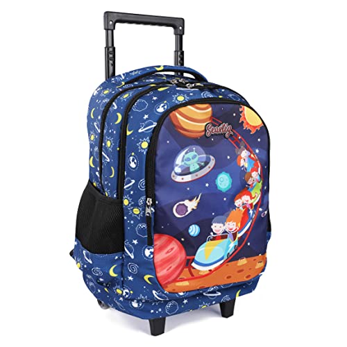 seastig Rolling Backpack for Kids Wheeled Backpack 18in Double Handle Backpack with Wheels - color: Space