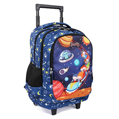 seastig Rolling Backpack for Kids Wheeled Backpack 18in Double Handle Backpack with Wheels - color: Space