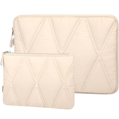 Voova Puffy Laptop Sleeve Case 13 13.6 Inch Compatible with MacBook Air 13 M1/M2/M3/M4 2020-2025, MacBook Pro 13/14, IPad Air/Pro 13, Cute Computer Cover Bag with Accessories Pouch, Apricot - color: Apricot, size: 13-13.6 Inch