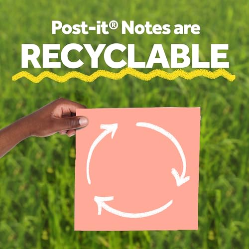Post-it Super Sticky Big Notes, 8 in. x 8 in., Extra Large Sticky Notes in Papaya Fizz, 2 pads, 60 Sheets Total, Great for Vision Boards, Creative Projects, Study Spaces, Group Brainstorming, and More - color: Papaya Fizz
