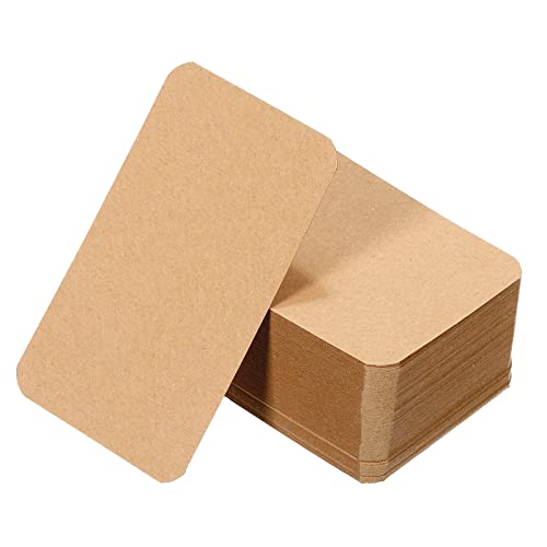 PATIKIL 3.5" x 2" Blank Paper Business Cards, 100 Pack Small Index Flash Cards Words Message Note Card Mini Paper Tags for DIY Gift Craft Scrapbooking, Brown - color: Brown