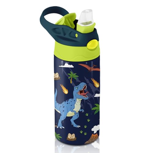 Dinosaur Gifts for Boys Girls - 12oz Kids Water Bottle with Straw, Dino Stainless Steel Water Bottle, Insulated, Leak-proof, BPA-free, Pop-up Straw Lid, for School - Children Birthday Gift Cup(1pc) - color: Dinosaur