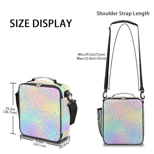 Pardick Rainbow Leopard Kids Lunch Bag Colorful Leopard Skin Insulated Lunch Box Mini Cooler Back to School Thermal Meal Tote Kit Bento Tote Bags Lunchbox for Boys Girls - color: Rainbow Leopard