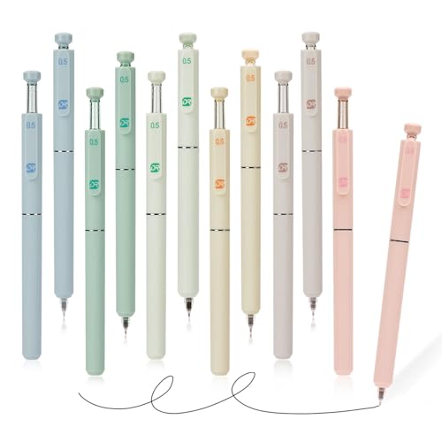 Gel Pens, 12 Pcs 0.5mm Fine Point Retractable Pen, Quick Dry No Smudge Black Ink, Premium Smooth Writing for Note Taking & Bullet Journaling, Office School Supplies, Gifts for Women & Students - color: Striking Colors
