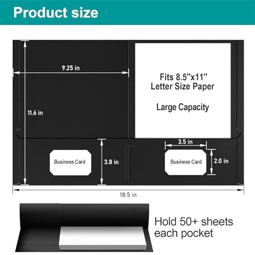 HABGP Two Pocket Folders, 100 Pack 2 Pocket Folders Fit Letter Size Paper, Black Paper File Folders with Pockets for School Office Home Business - size: 100 Pack