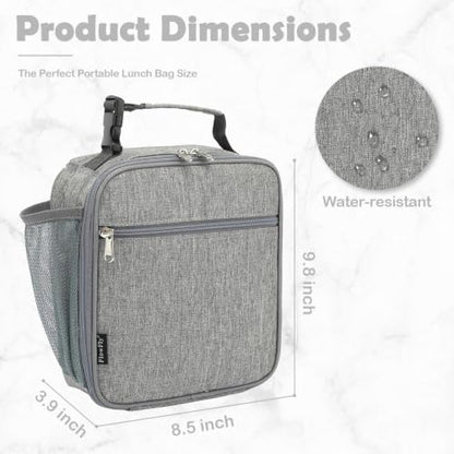 FlowFly Kids Lunch box Insulated Soft Bag Mini Cooler Back to School Thermal Meal Tote Kit for Girls, Boys(Heather Grey) - color: Heather Grey
