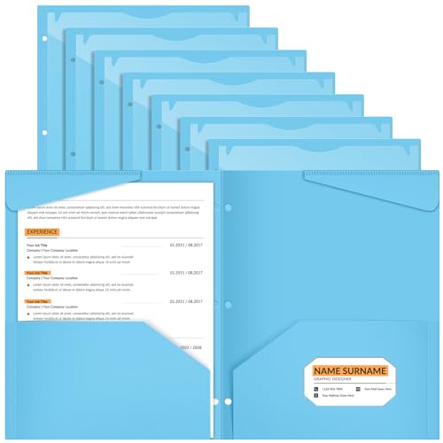 Henoyso 24 Pcs Light Blue Plastic Folders with 2 Pockets and Clear Front Pocket 3 Holes Bulk Heavy Duty Letter Size Folders for Back to School, Office & Home, Classroom Organization - color: Light Blue