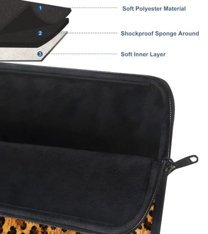 13 Inch Laptop Case Sleeve with Handle, Shockproof Slim Carrying Case | Soft Lining Computer Bag for MacBook Air 13 M3/M2/M1, MacBook Pro 13/14, iPad Pro 13 M4, Brown Leopard Print - color: Brown Leopard Print, size: 13-14 inch