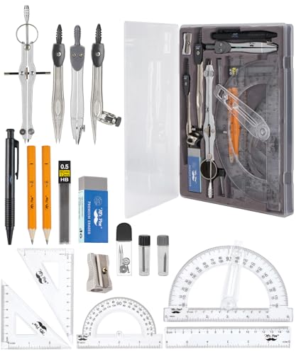 Mr. Pen- Geometry Set, 15 Piece Set with 6 Inch Swing Arm Protractor | IncludesMetal Divider, Set Squares, Ruler, Compasses for Math for Drafting & School Supplies - color: Classic Slate