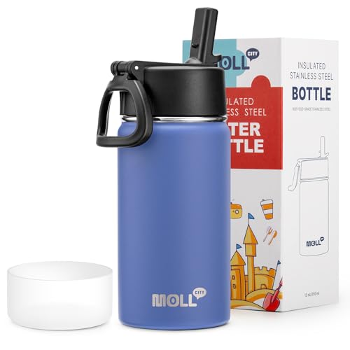 12 oz Small Water Bottle with Straw Lid-Stainless Steel Vacuum Insulated Sports Water Bottle for Kids School-Reusable | BPA Free (Royal Blue) - color: Royal Blue, size: 12 Ounces