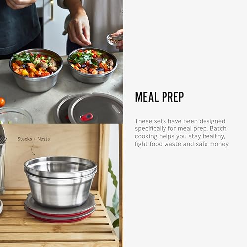 BLACK + BLUM Lunch Bowl - Reusable Meal Prep Containers for Picnic & Camping - Microwavable Stainless Steel Lunch & Dinner Food Storage Box with Leak Proof Lid - Dishwasher & Oven Safe - 650ml | Leak Proof & Airtight, Durable & Reusable, Stackable Food St