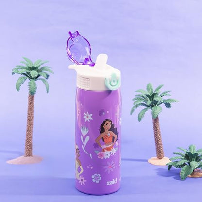 Zak Designs Disney Princess Sage Kids Water Bottle For School or Travel, 19oz Stainless Steel Water Bottle With Straw, Handle, and Leak-Proof, Pop-Up Spout Cover (Ariel, Moana, Rapunzel, Tiana) - color: Princess (Ariel, Moana, Rapunzel, Tiana)