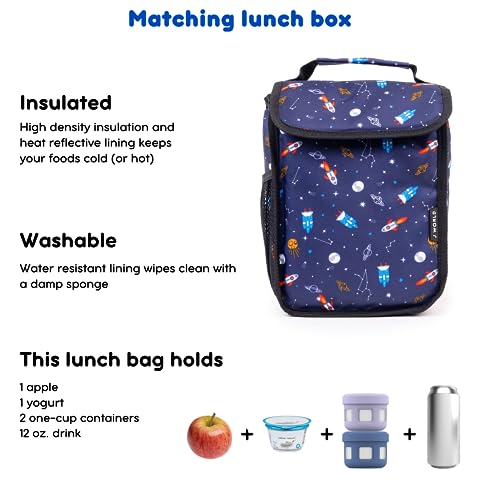 J World Lollipop Kids Rolling Backpack & Lunch Bag Set for Elementary School. Carry-On Suitcase with Wheels, Spaceship - color: Multicolor