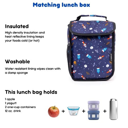 J World Lollipop Kids Rolling Backpack & Lunch Bag Set for Elementary School. Carry-On Suitcase with Wheels, Spaceship - color: Multicolor