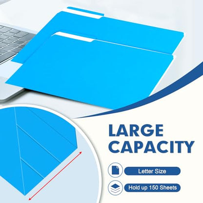 File Folder, PANDRI 120 Pack File Folder, 1/3 Cut Tab, Letter Size, Filing Folder for Office School Business, Blue - color: Blue