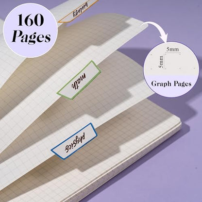 Yoment Graph Paper Spiral Notebook A5 Graphing Notebook 160 Pages Graph Paper Notebook Spiral Bound Waterproof Plastic Hardcover Spiral Journal 5x7 Grid Notebooks for Note Taking,Purple - color: Purple, style: A - Graph - A5