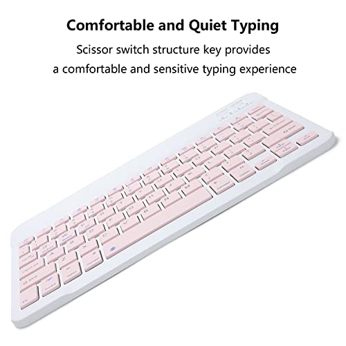 Rechargeable Bluetooth Keyboard and Mouse Combo for iPad, Ultra-Slim Portable Wireless Mouse Keyboard for iPad Pro Air Mini iPhone Samsung Tablet Cell Phone Android, iPadOS/iOS 13 and Above (Pink) - color: Pink